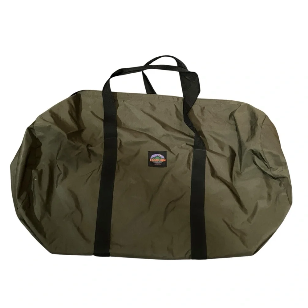 Vintage Camp Inn Giant Duffel Bag Green Nylon 30”x40” Made in USA